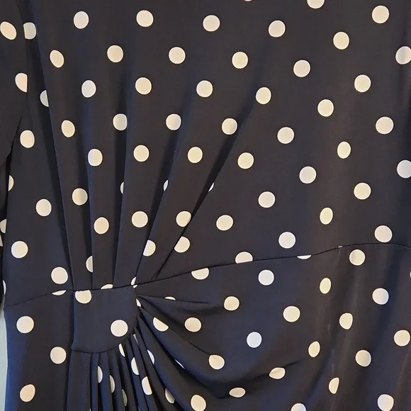 Connected Apparel Polka Dot Ruched Sheath Dress – Classic & Flattering Fit - Picture 6 of 12